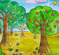 Giáo án mầm non: Vẽ vườn cây ăn quả