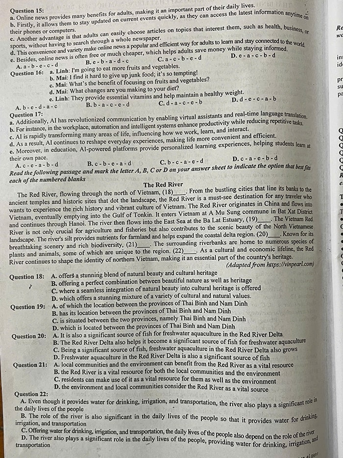 Đề thi thử tốt nghiệp THPT 2025 môn Tiếng Anh Thái Bình
