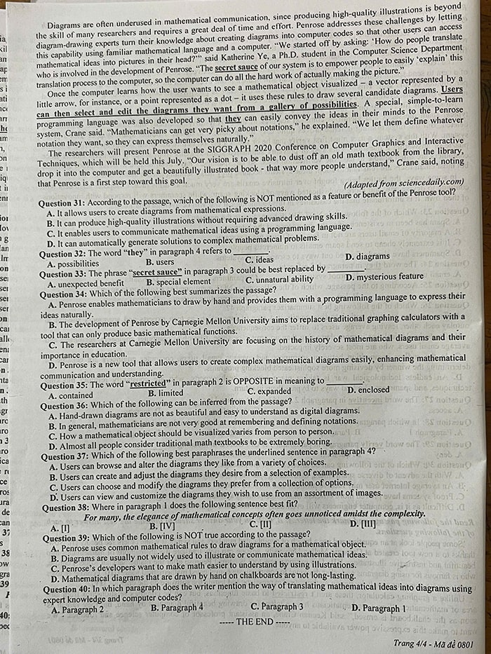 Đề thi thử tốt nghiệp THPT 2025 môn Tiếng Anh Thái Bình