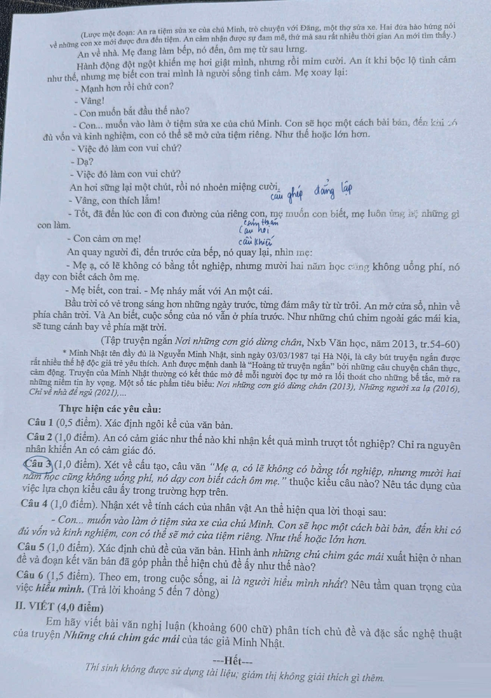 Đề thi tuyển sinh lớp 10 môn Văn Đồng Nai 2025
