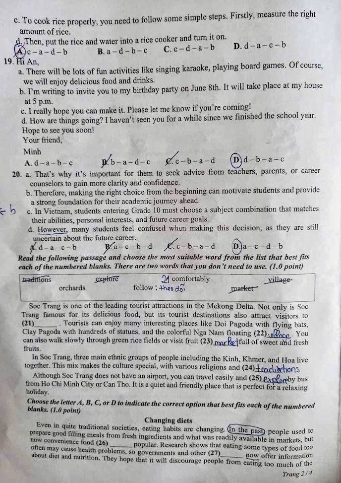 Đề thi tuyển sinh lớp 10 môn Tiếng Anh Sóc Trăng 2025