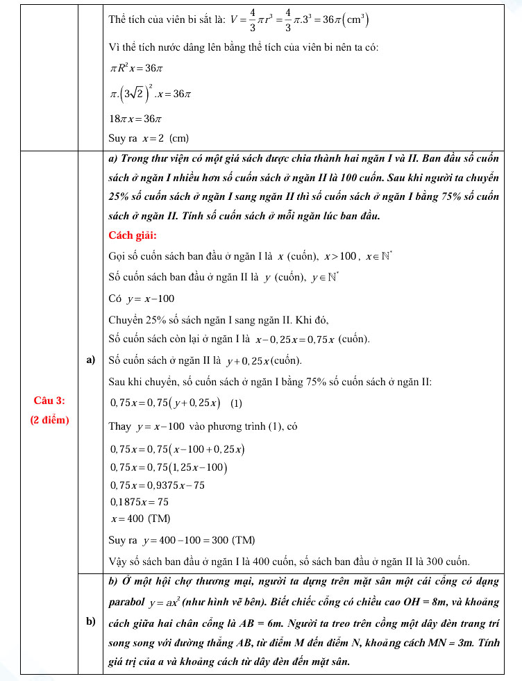 Đáp án đề thi tuyển sinh lớp 10 môn Toán Thái Bình