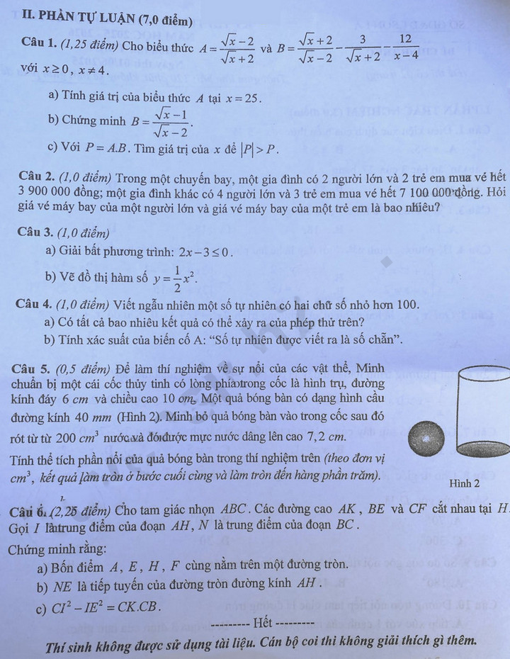 Đề thi vào 10 2025 môn Toán Sơn La