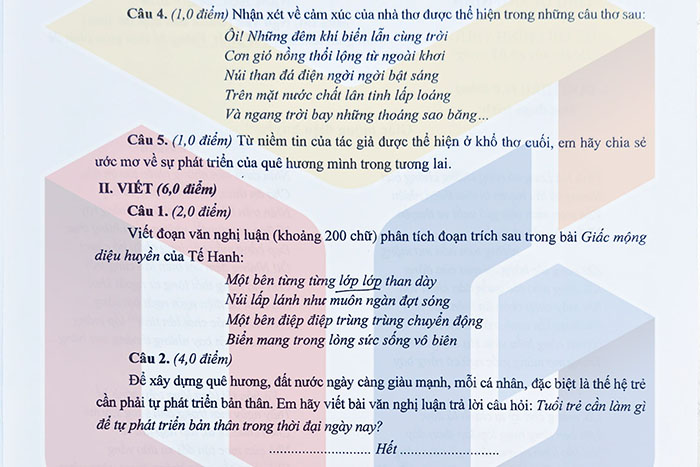 Đề thi tuyển sinh lớp 10 môn Văn Quảng Ninh 2025-2026