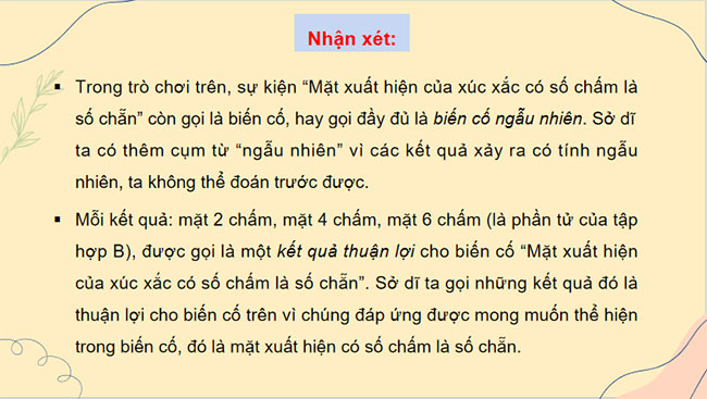 Biến cố trong một số trò chơi đơn giản