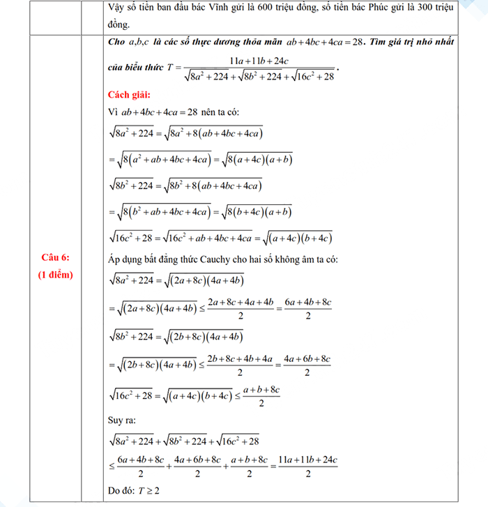 Đáp án đề thi vào lớp 10 môn Toán Vĩnh Phúc 2025-2026