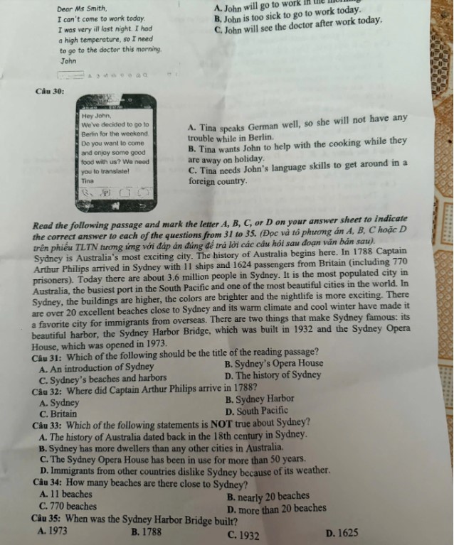 Đề thi vào 10 2025 môn Anh Sơn La