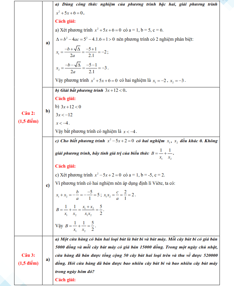 Đáp án thi vào lớp 10 môn Toán Quảng Nam năm 2025-2026