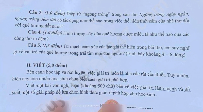 Đề thi vào lớp 10 môn Văn An Giang 2025