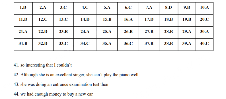 Đáp án đề thi vào 10 môn Anh Bình Phước 2025