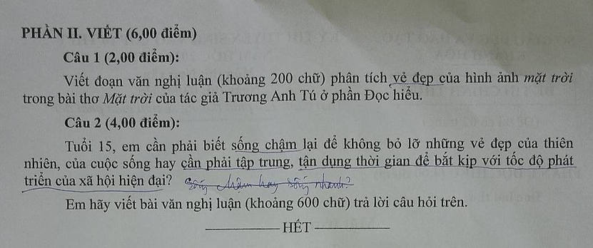 Đề thi vào lớp 10 môn Văn Khánh Hòa 2025