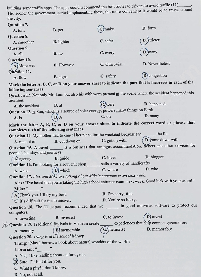 Đề thi vào lớp 10 môn Anh Hải Phòng 2025