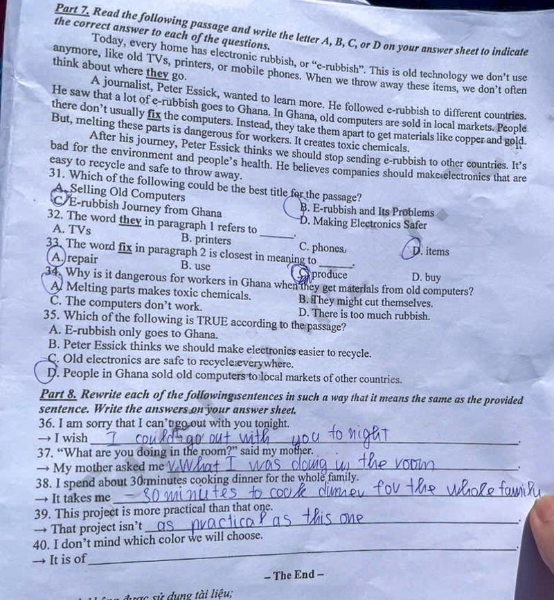 Đề thi vào lớp 10 môn Anh Hà Tĩnh 2025