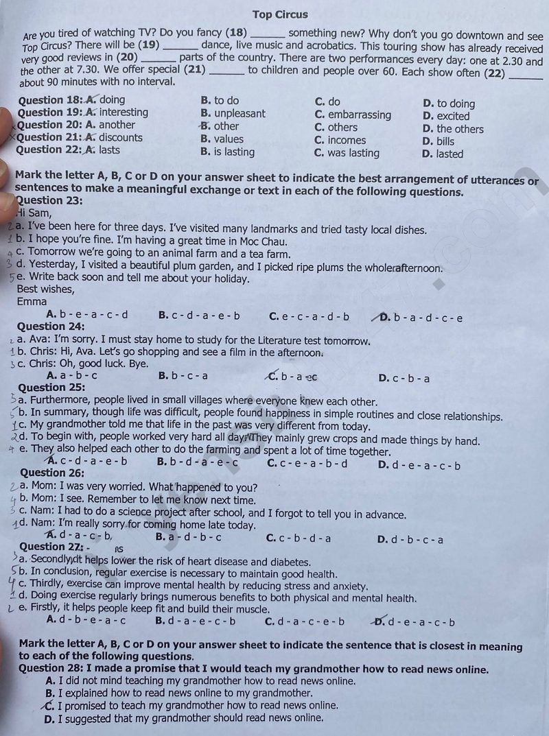 Đề thi vào lớp 10 môn Anh Hải Dương 2025
