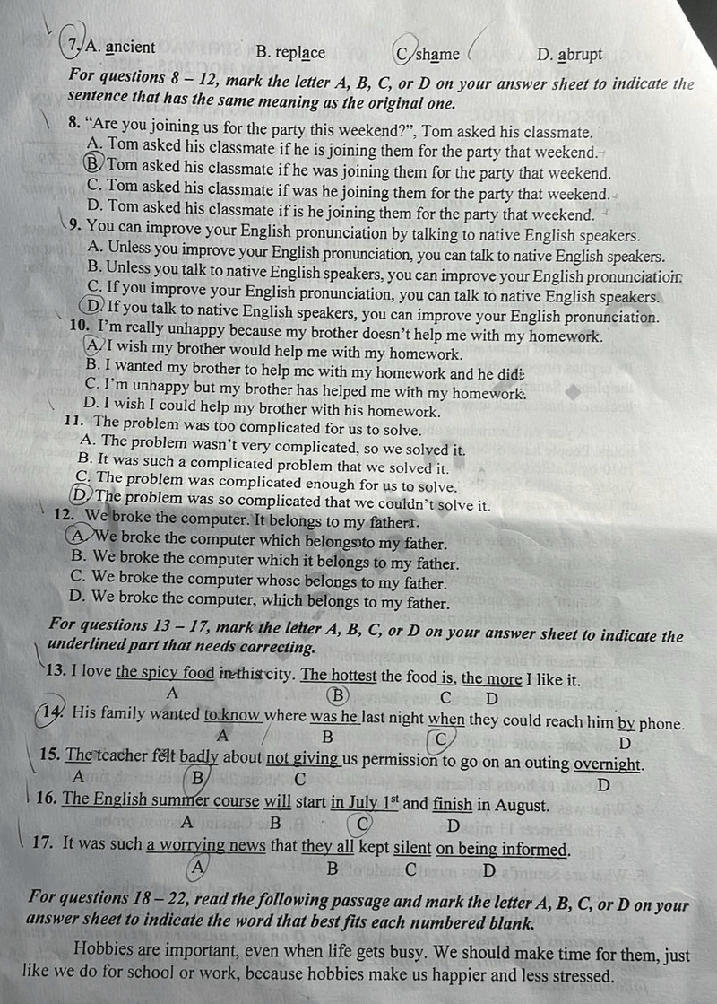 Đề thi tuyển sinh vào lớp 10 môn Anh Lâm Đồng 2025