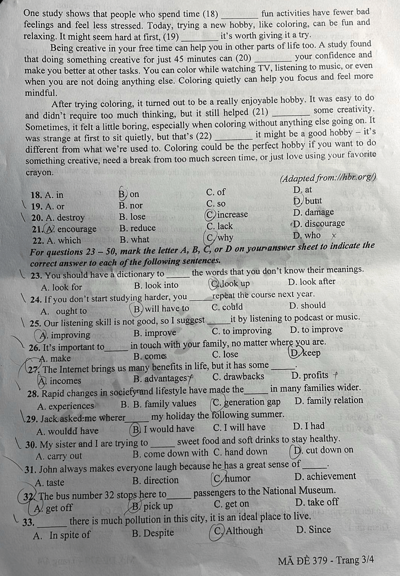 Đề thi tuyển sinh vào lớp 10 môn Anh Lâm Đồng 2025