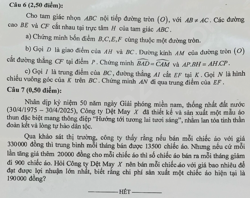Đề thi vào lớp 10 môn Toán Khánh Hòa 2025