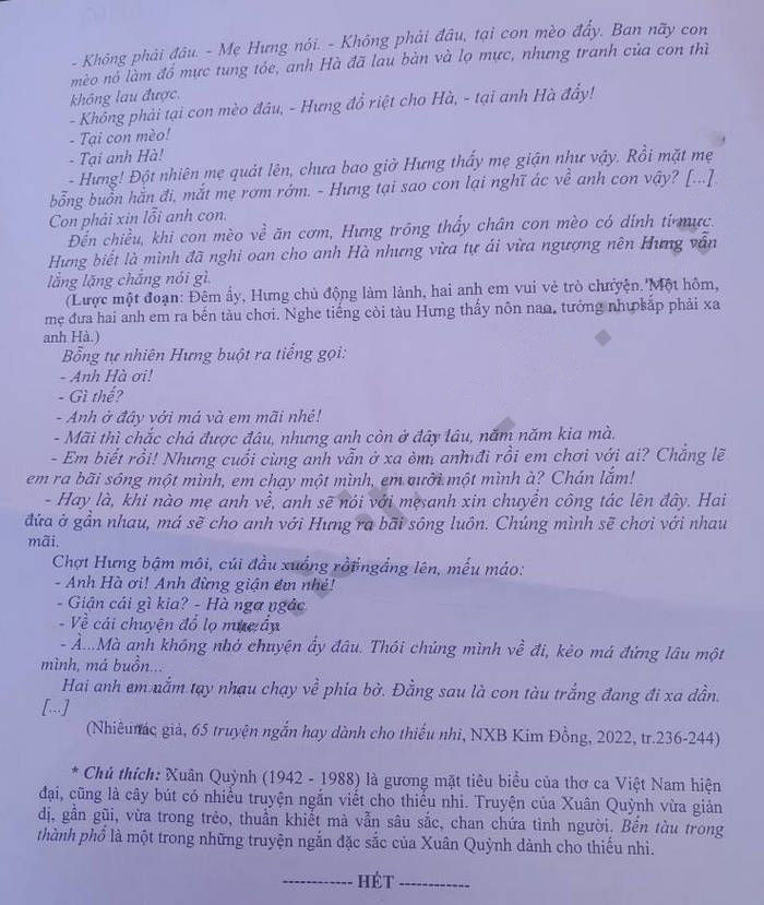 Đề thi vào lớp 10 môn Văn Thanh Hóa 2025