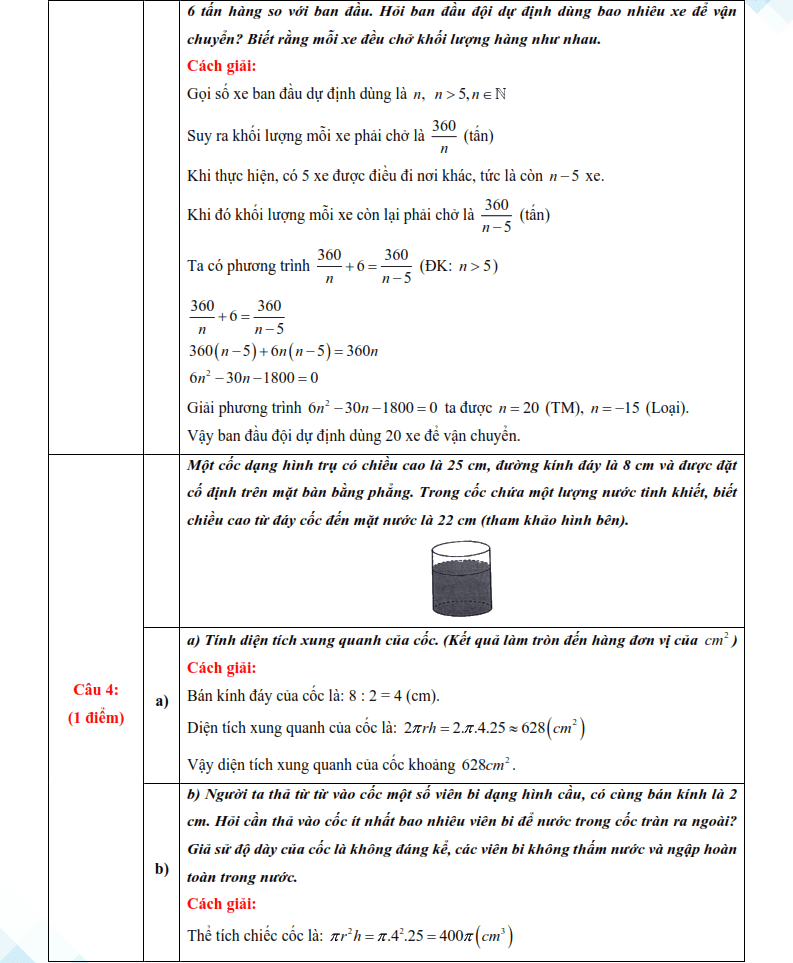 Đáp án đề thi vào lớp 10 môn Toán Hải Dương 2025