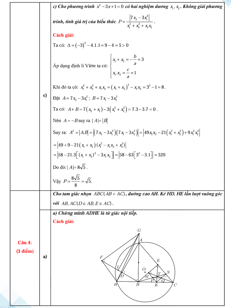 Đáp án đề thi vào lớp 10 môn Toán Nghệ An 2025