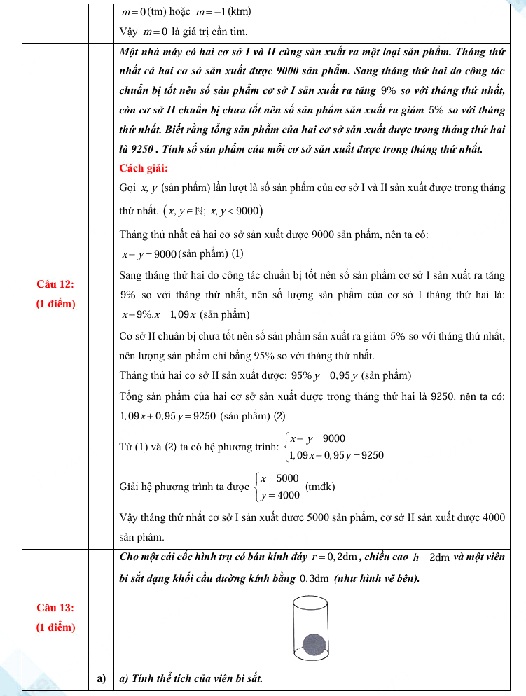 Đáp án đề thi vào lớp 10 môn Toán Thanh Hóa 2025