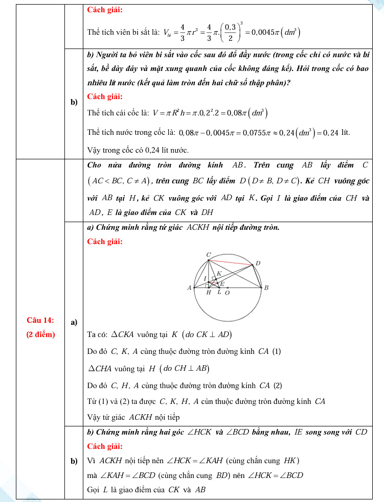 Đáp án đề thi vào lớp 10 môn Toán Thanh Hóa 2025