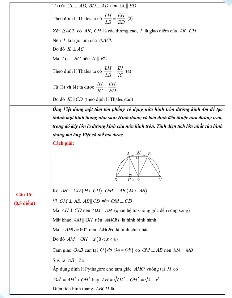 Đáp án đề thi vào lớp 10 môn Toán Thanh Hóa 2025