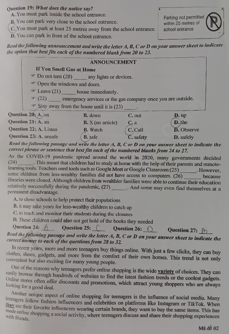 Đề thi vào lớp 10 môn Anh Khánh Hòa 2025