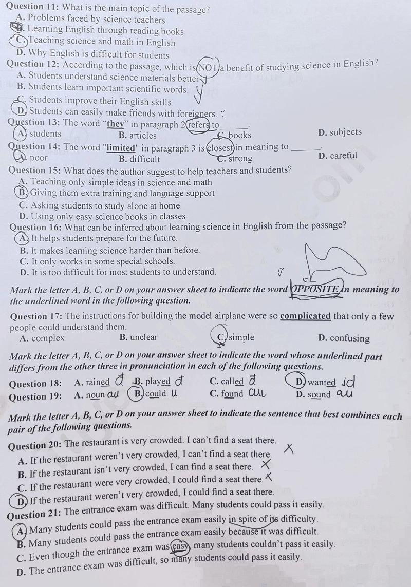 Đề thi vào lớp 10 môn Anh Nghệ An 2025
