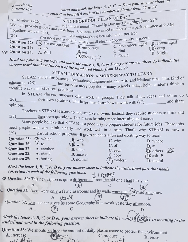 Đề thi vào lớp 10 môn Anh Nghệ An 2025