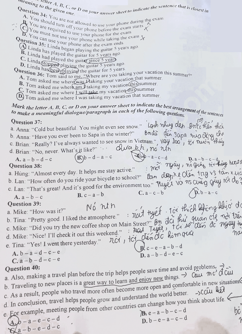 Đề thi vào lớp 10 môn Anh Nghệ An 2025