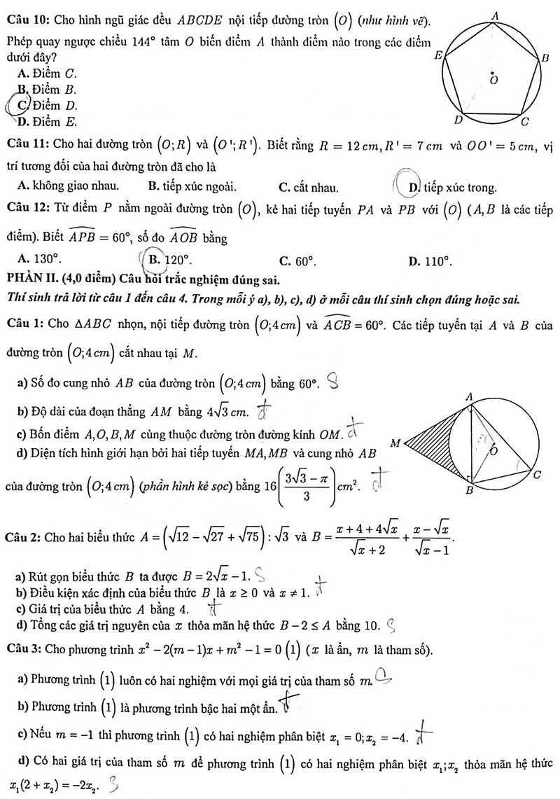 Đề thi vào lớp 10 môn Toán Hải Phòng 2025