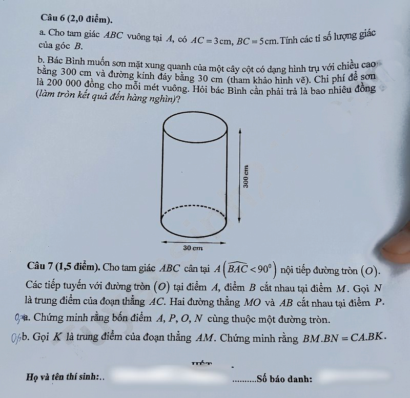 Đề thi vào lớp 10 môn Toán Thái Nguyên 2025