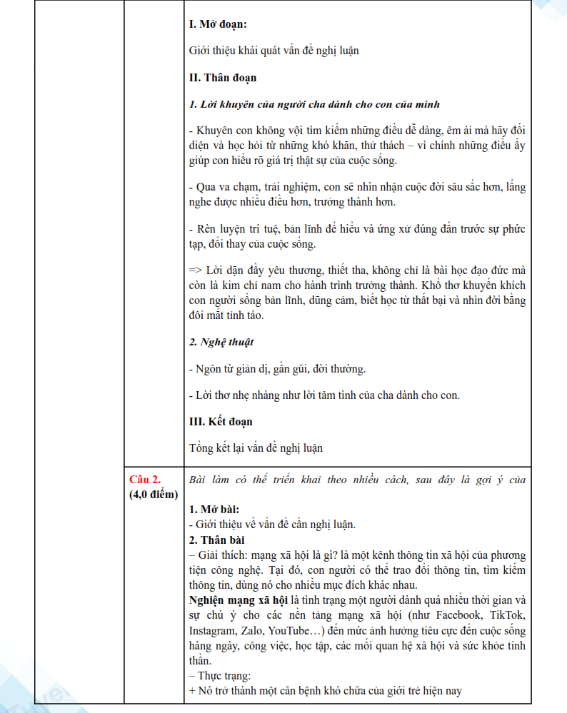 Đáp án đề thi vào lớp 10 môn Văn Đắk Nông 2025