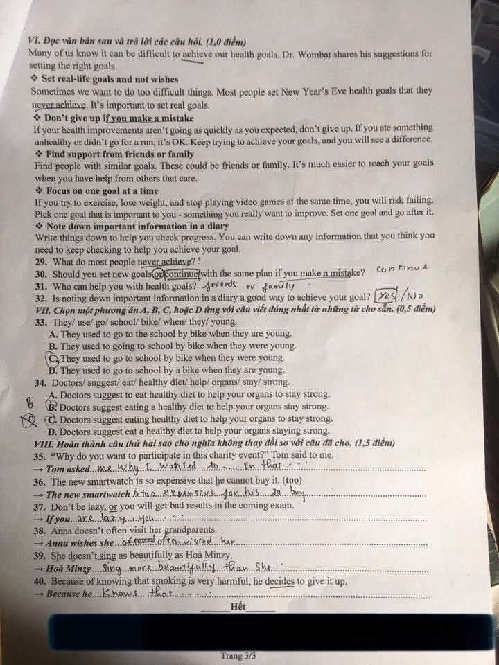 Đề thi vào lớp 10 môn Anh Phú Thọ 2025