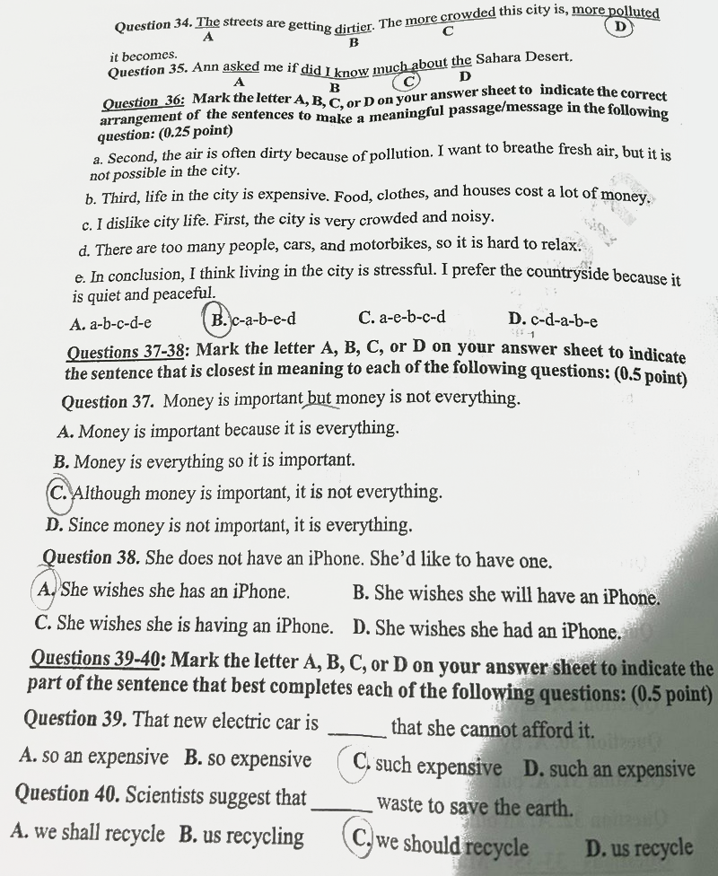 Đề thi vào lớp 10 môn Anh Tiền Giang 2025