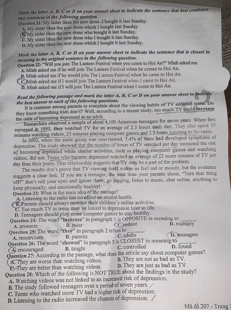 Đề thi vào lớp 10 môn Anh Cần Thơ 2025