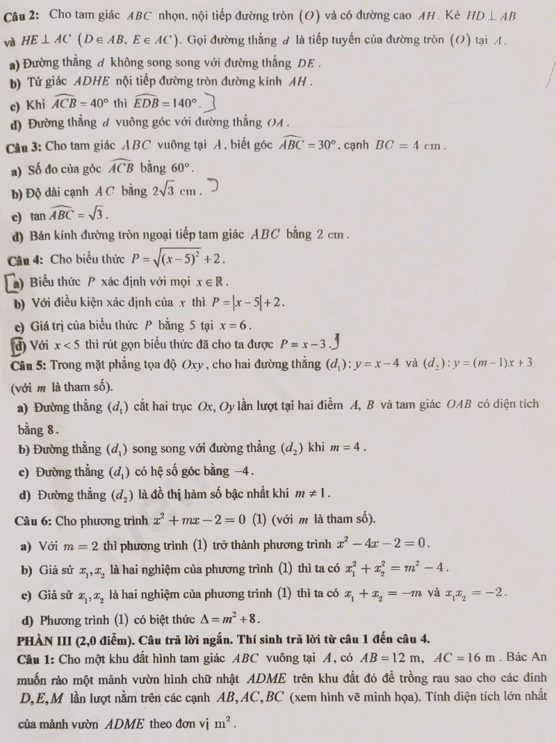 Đề thi tuyển sinh lớp 10 2025 môn Toán tỉnh Đắk Nông