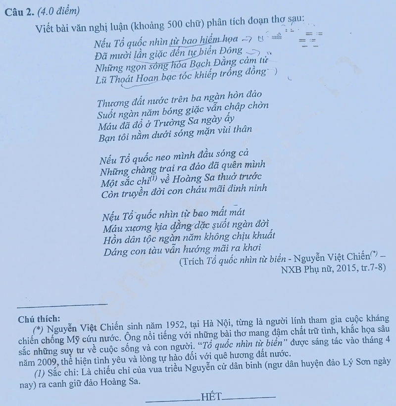 Đề thi vào lớp 10 môn Văn Quảng Ngãi 2025