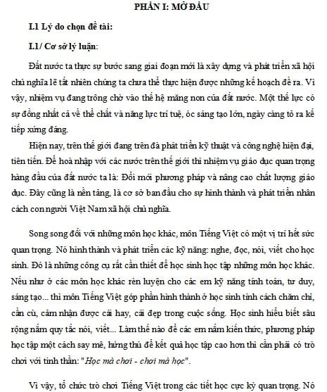 Sáng kiến kinh nghiệm môn Tiếng Việt lớp 1