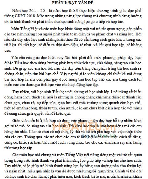 Sáng kiến kinh nghiệm áp dụng trò chơi học tập trong môn Tiếng Việt lớp 1