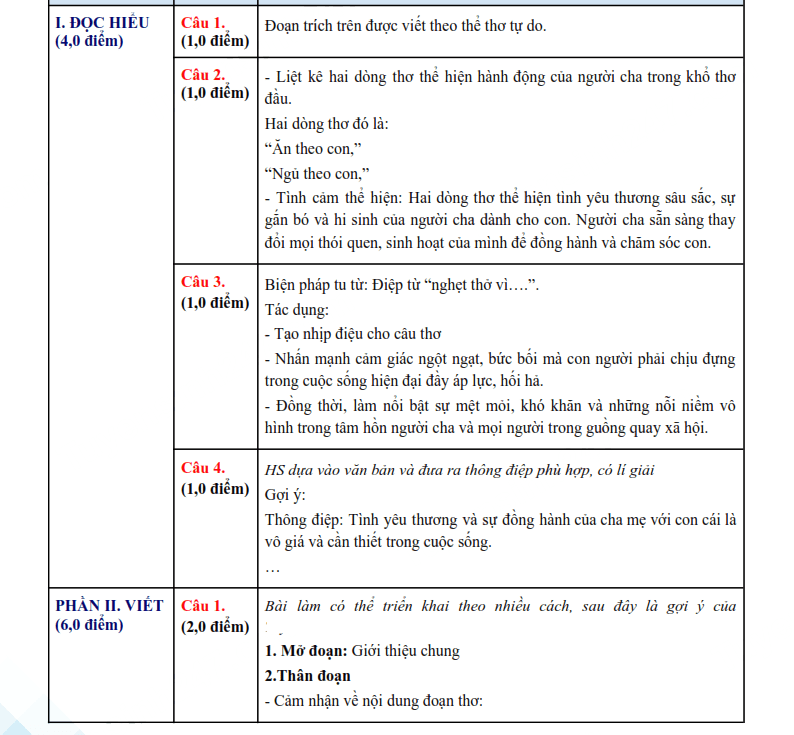 Đáp án đề thi vào lớp 10 môn Văn Long An 2025