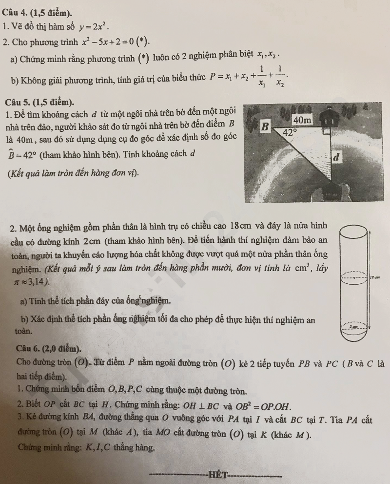 Đáp án đề thi vào lớp 10 môn Toán Lạng Sơn 2025