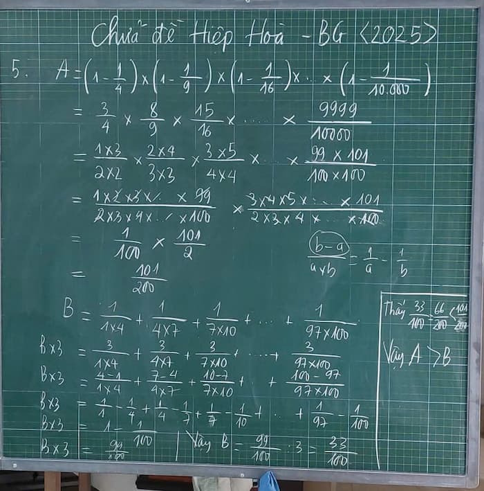 Đáp án đề thi vào lớp 6 môn Toán CLC Hiệp Hòa, Bắc Giang năm 2025-2026