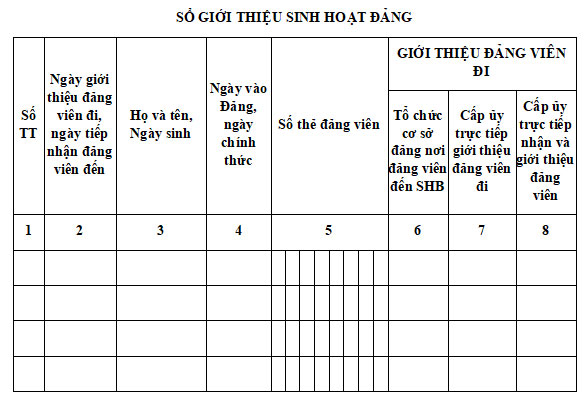 Mẫu sổ giới thiệu sinh hoạt đảng