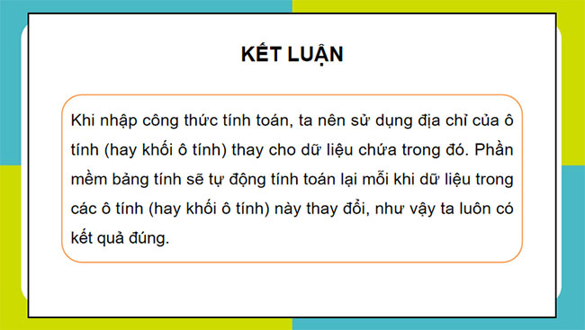  Sử dụng địa chỉ ô tính trong công thức