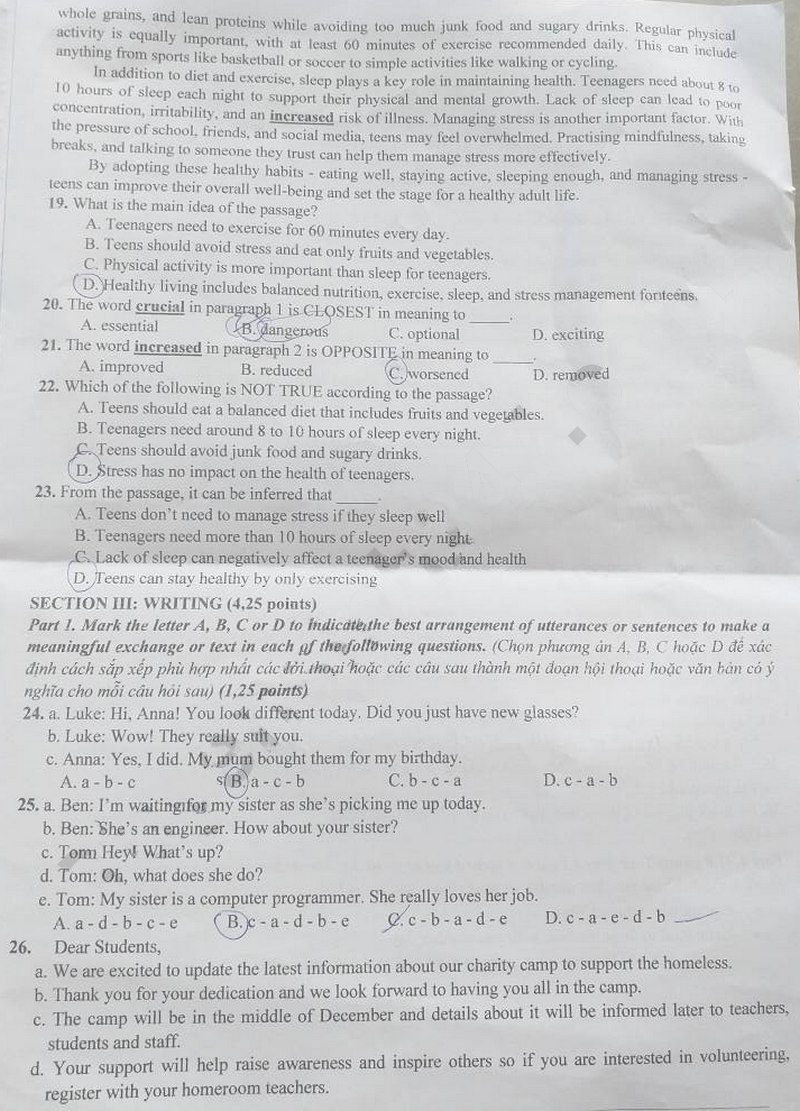 Đề thi vào lớp 10 môn Anh Ninh Thuận 2025