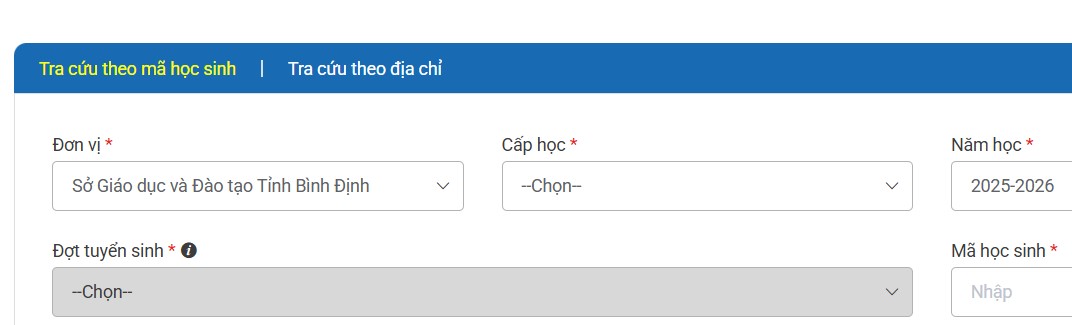 Tra cứu điểm thi vào lớp 10 2025 Bình Định