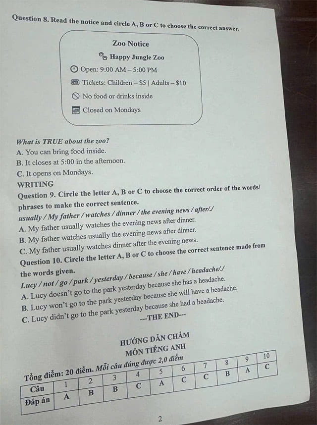Đề thi Tiếng Anh vào lớp 6 trường THCS Trọng điểm Hải Dương năm 2025-2026