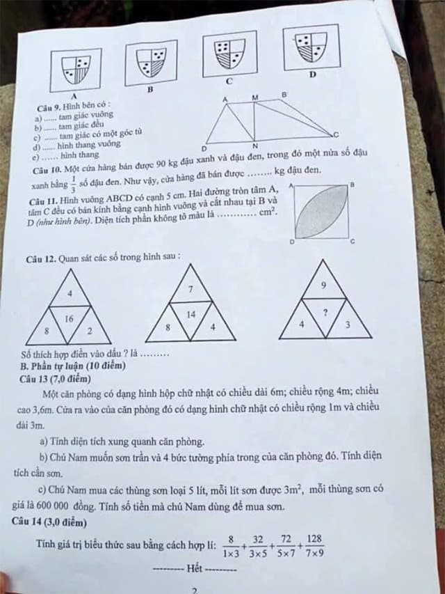 Đề thi vào lớp 6 môn Toán trường THCS Trọng điểm Hải Dương năm 2025-2026